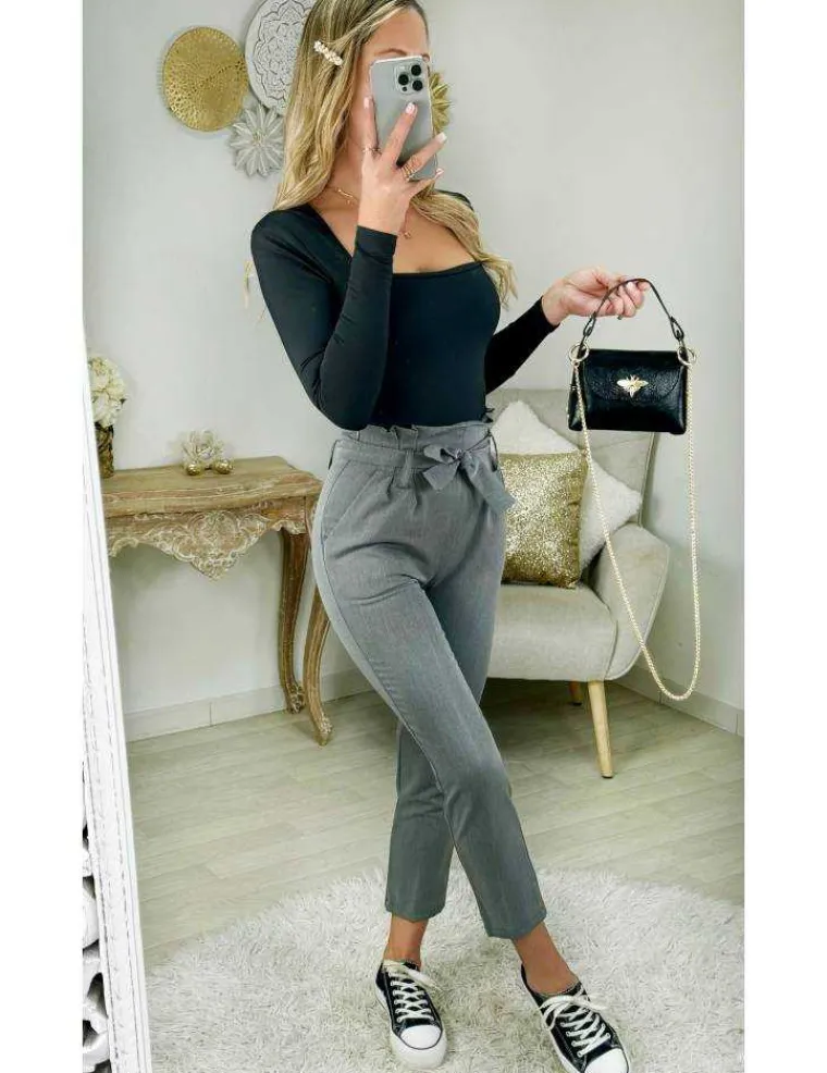 pantalon_gris_classique_c_1.webp My Look Féminin pantalon gris classique ceinture à nouer Best