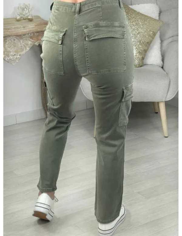 My Look Féminin pantalon kaki style cargo Outlet