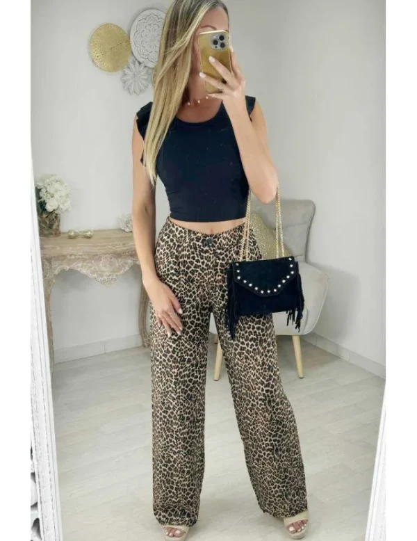 My Look Féminin pantalon léger style lin motifs léo Best