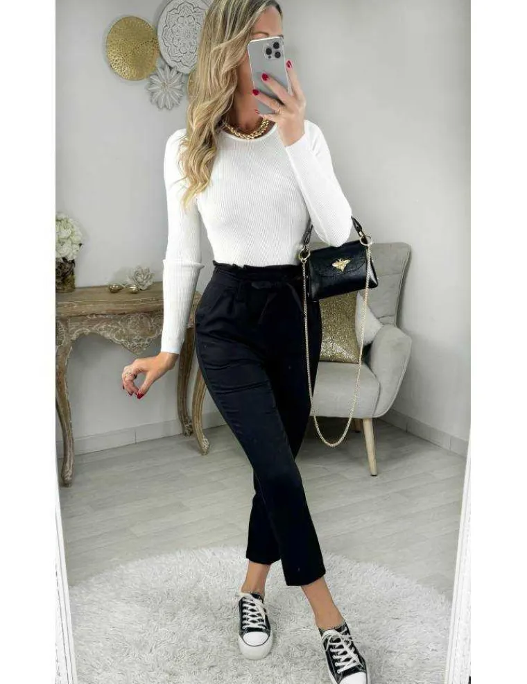 pantalon_noir_classique_c_1.webp My Look Féminin pantalon noir classique ceinture à nouer Hot
