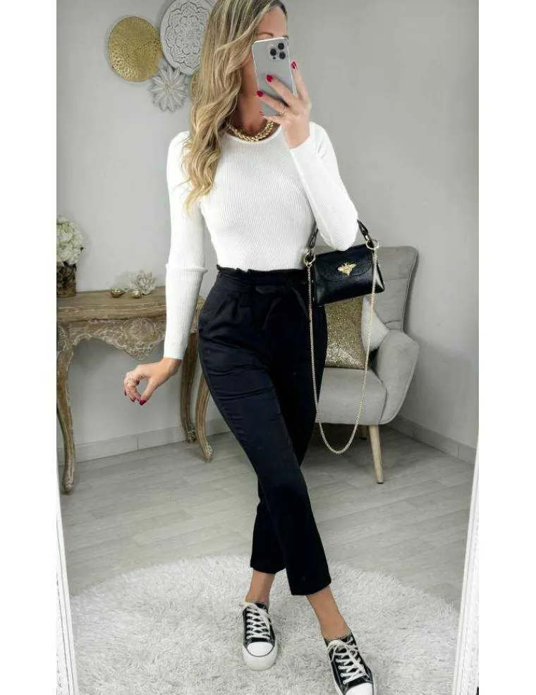 pantalon_noir_classique_c_2.webp My Look Féminin pantalon noir classique ceinture à nouer Hot