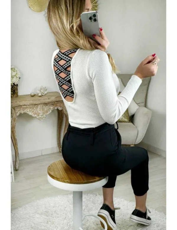 My Look Féminin pantalon noir classique ceinture à nouer Hot