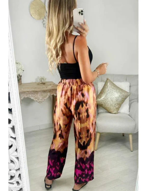 My Look Féminin pantalon satiné et fluide motifs coup de coeur Discount