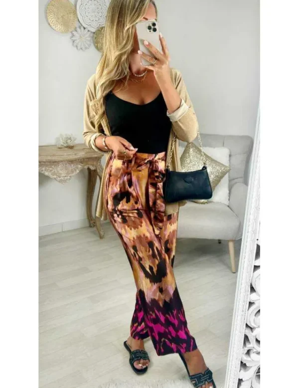 My Look Féminin pantalon satiné et fluide motifs coup de coeur Discount
