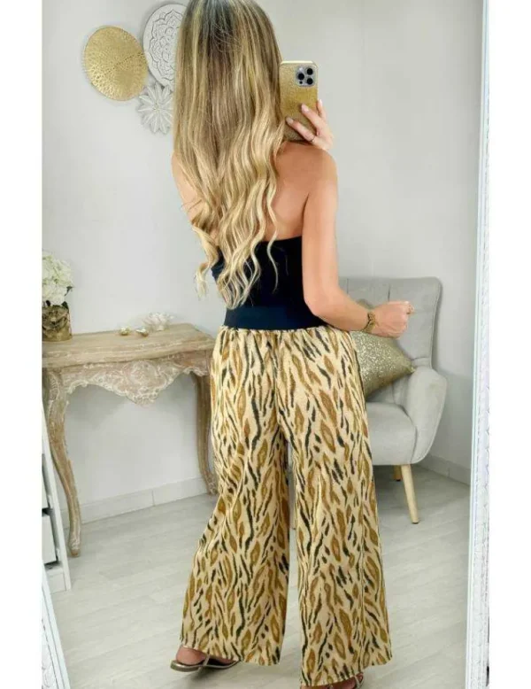 My Look Féminin pantalon scintillant caramel & motifs camel New