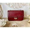 My Look Féminin Petit sac en cuir bordeaux "style croco" Clearance