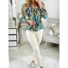 My Look Féminin Petite Blouse imprimée Green Vintage" New