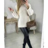 My Look Féminin Pull beige long en maille épaisse Outlet