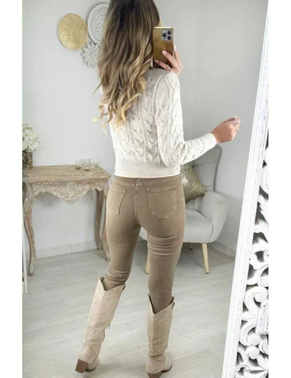 My Look Féminin pull court maille beige Clearance