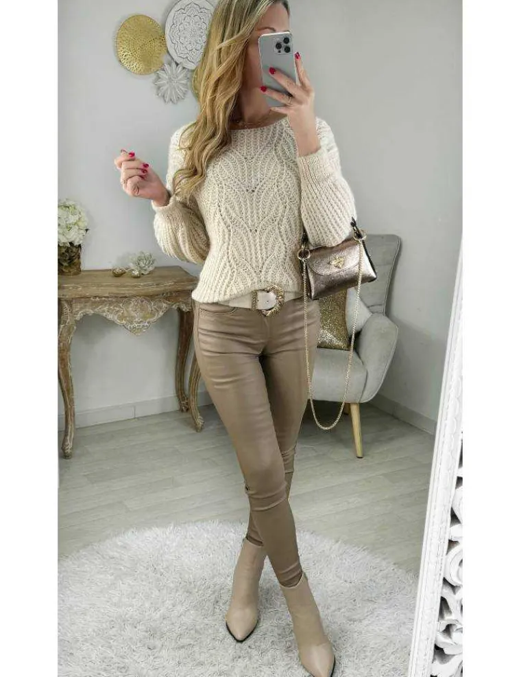 pull_en_lainage_beige_ajo_0.webp My Look Féminin pull en lainage beige ajouré Clearance