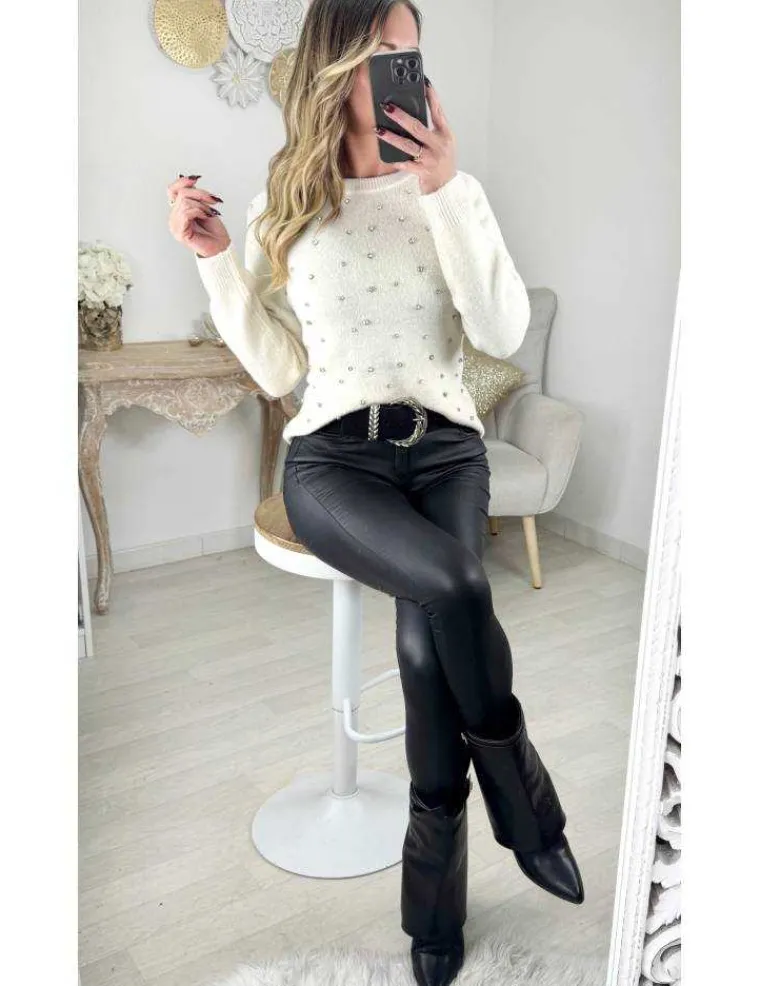 pull_en_lainage_beige_amp_0.webp My Look Féminin Pull en lainage beige & strass Hot