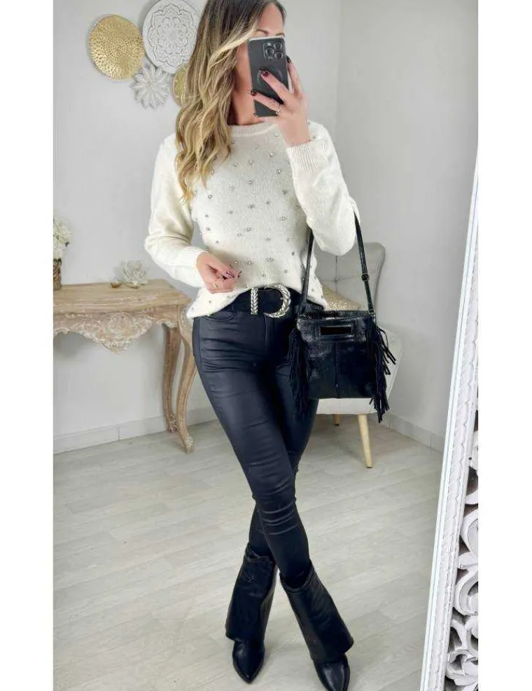 pull_en_lainage_beige_amp_1.webp My Look Féminin Pull en lainage beige & strass Hot