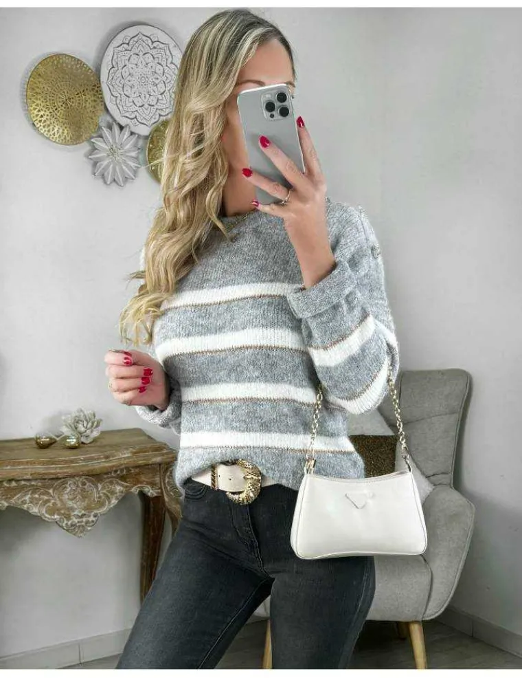 pull_en_lainage_bicolore__0.webp My Look Féminin pull en lainage bicolore et doré Sale