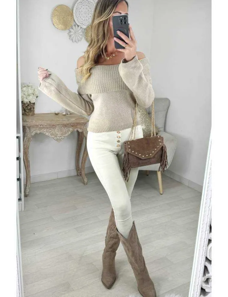 pull_taupe_col_bateau_1.webp My Look Féminin Pull taupe col bateau New
