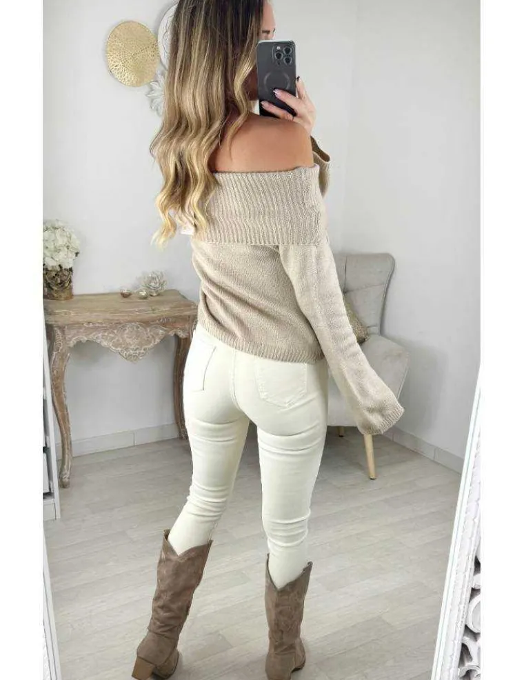 pull_taupe_col_bateau_2.webp My Look Féminin Pull taupe col bateau New