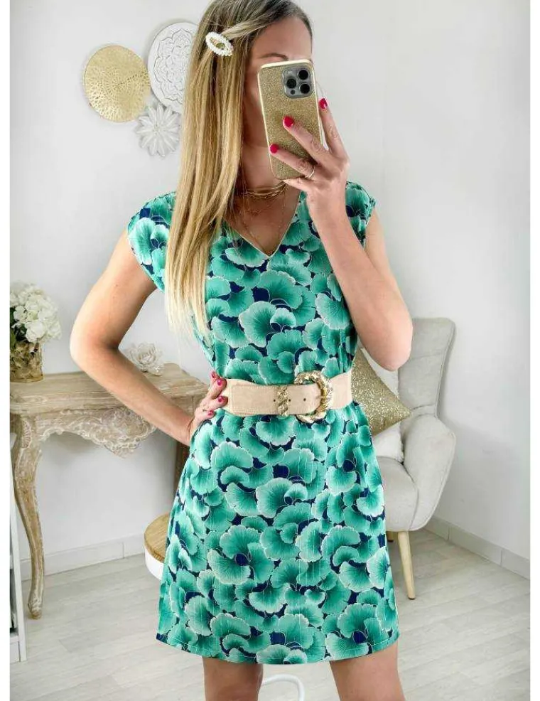 robe_droit__motifs_bleus__1.webp My Look Féminin Robe droit à motifs bleus & verts Discount