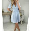 My Look Féminin robe droite rayée bleu blanc Outlet
