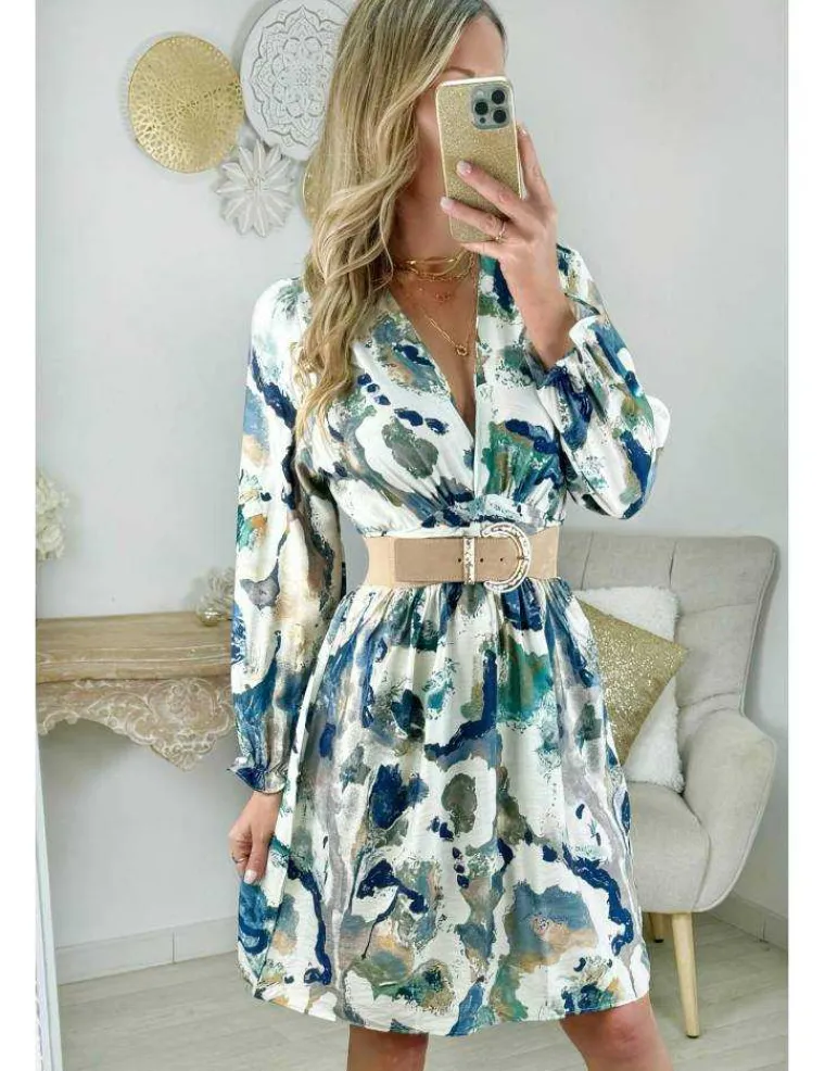 robe_en_coton_motifs_bleu_1.webp My Look Féminin robe en coton motifs bleus et verts Discount