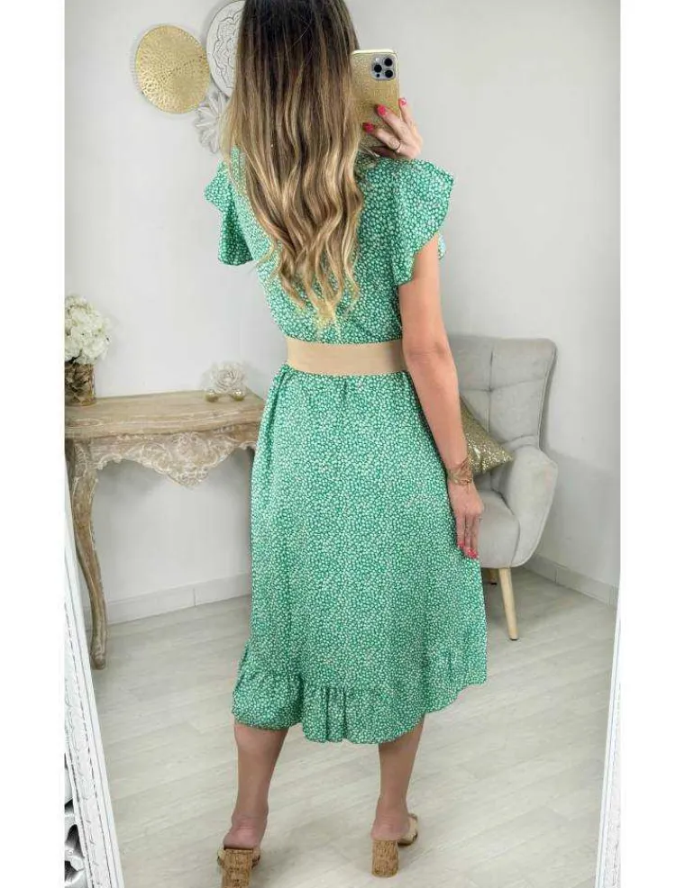robe_fleurie_milongue_ver_1.webp My Look Féminin robe fleurie mi-longue verte & asymétrique Best