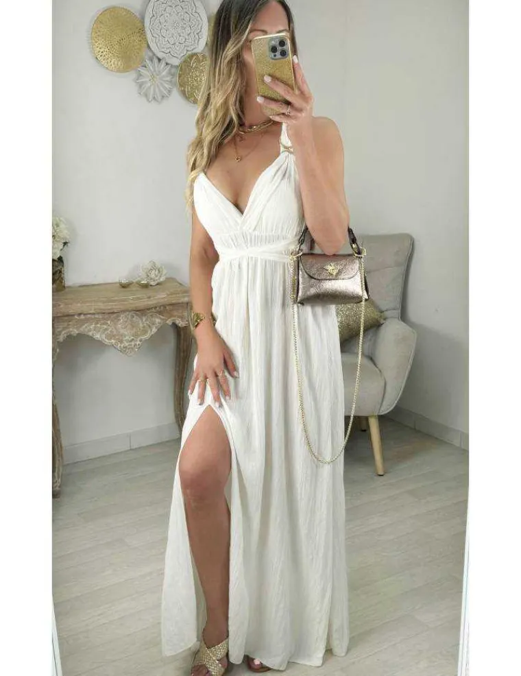 robe_longue_blanc_cass_am_0.webp My Look Féminin robe longue blanc cassé & fendue style lin Outlet