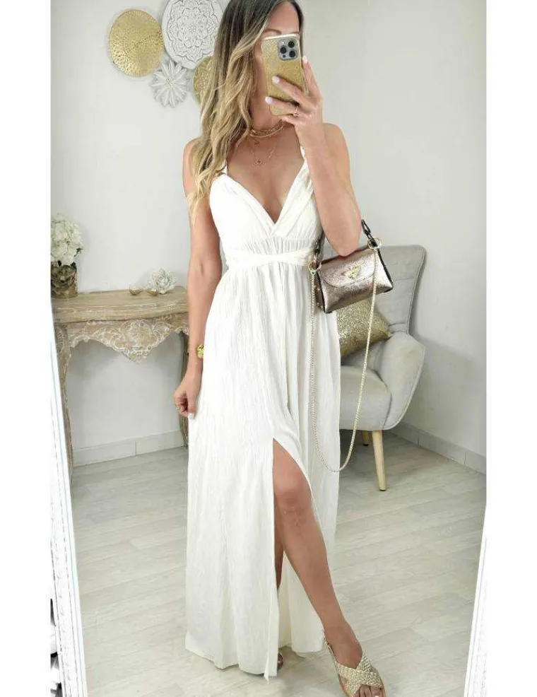 robe_longue_blanc_cass_am_1.webp My Look Féminin robe longue blanc cassé & fendue style lin Outlet