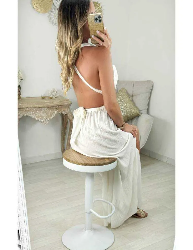 robe_longue_blanc_cass_am_2.webp My Look Féminin robe longue blanc cassé & fendue style lin Outlet