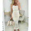 My Look Féminin robe longue en maille brodée beige Hot