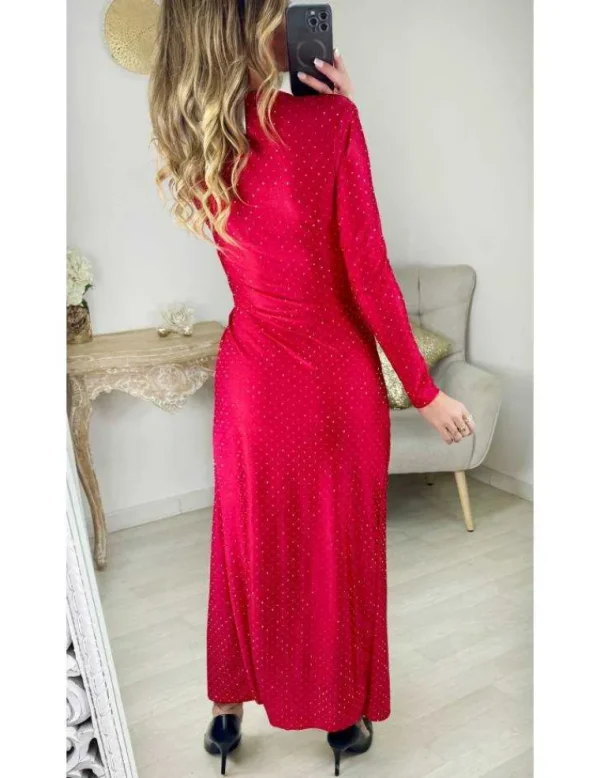 My Look Féminin Robe longue red & strass Fashion