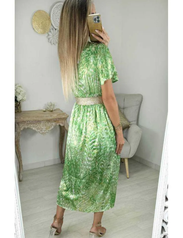 robe_longue_verte__paille_1.webp My Look Féminin Robe longue verte à paillettes dorées Fashion