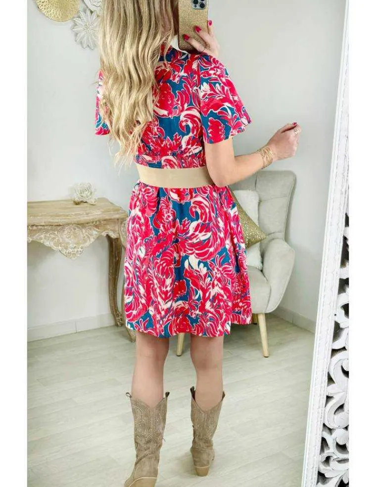 robe_motif_rouge_et_bleu_2.webp My Look Féminin robe motif rouge et bleu Outlet