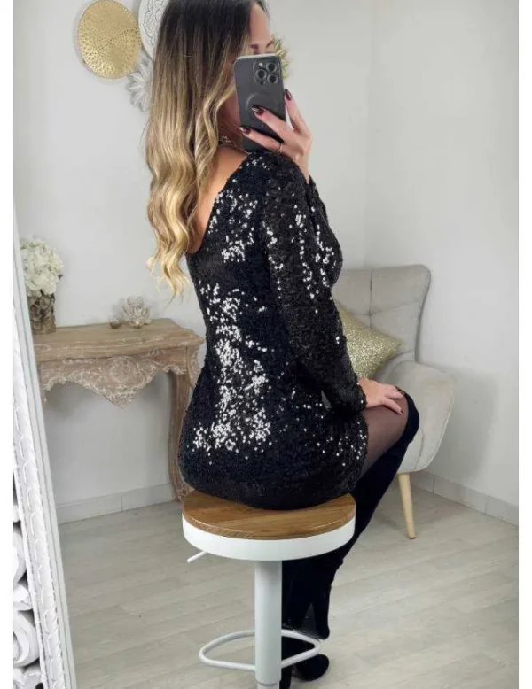 My Look Féminin Robe noire full sequins Sale