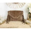 My Look Féminin sac choco en daim & franges Clearance