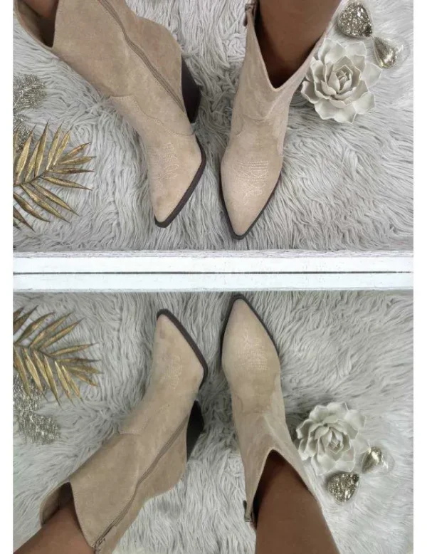 My Look Féminin santiag style daim beige clair Discount