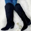 My Look Féminin santiags haute style daim noir Sale
