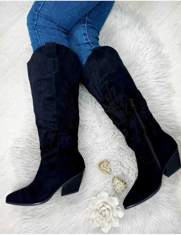 santiags_haute_style_daim_0.webp My Look Féminin santiags haute style daim noir Sale