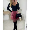 My Look Féminin Short bordeaux Style cuir effet croco Outlet