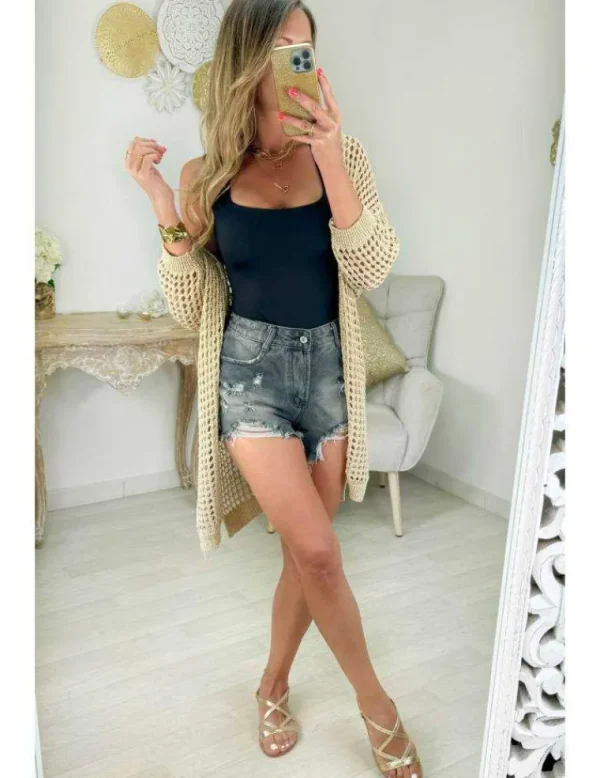 My Look Féminin short en jeans gris" destroy" Best