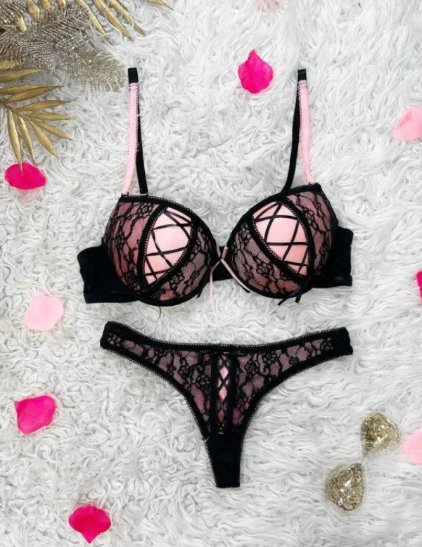 My Look Féminin Soutien-gorge " Pink & Black " Discount