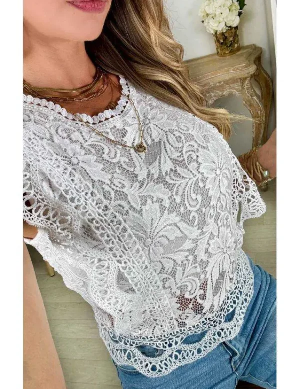 My Look Féminin top blanc style broderie anglaise Online