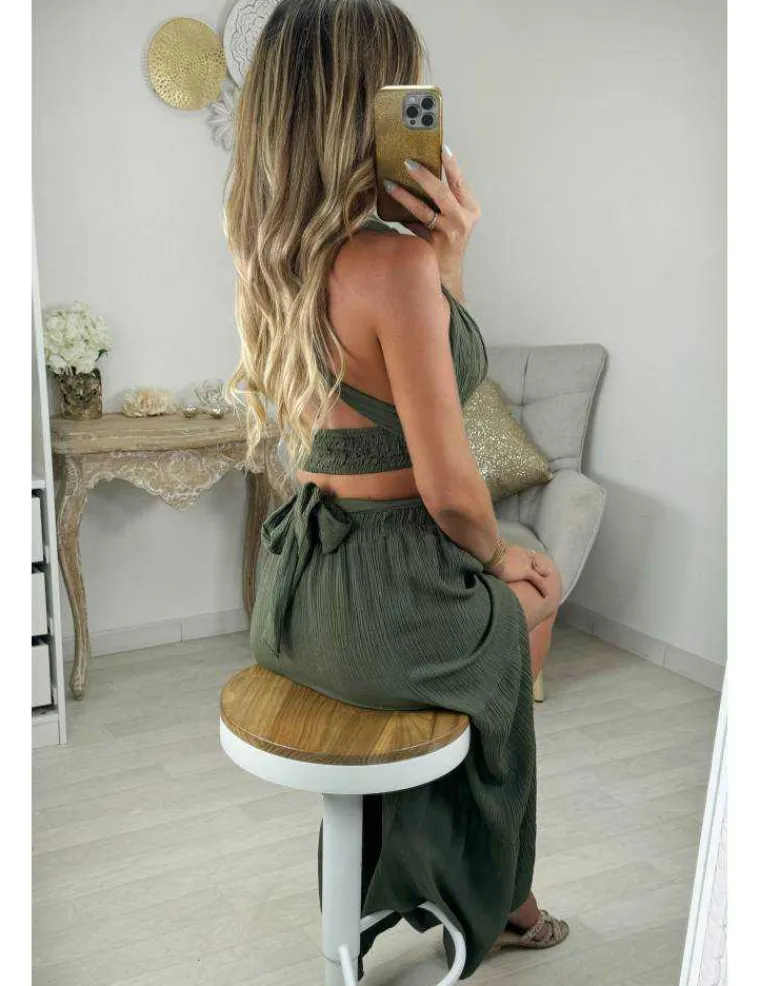 top_nou_kaki_style_lin_1.webp My Look Féminin top noué kaki style lin Fashion