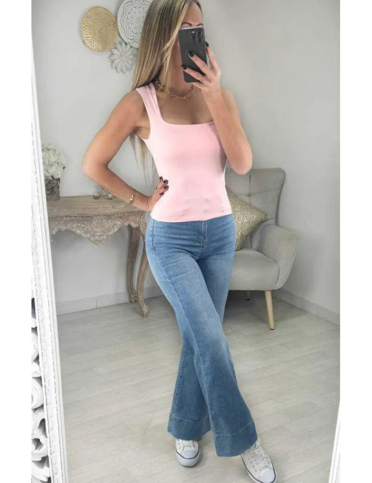 top_rose_ple_lycra_0.webp My Look Féminin Top rose pâle lycra Best