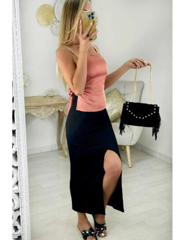 My Look Féminin top satiné rose blush dos noué Hot