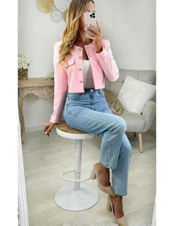 My Look Féminin veste courte rose tendre New